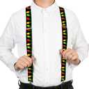 Buckle-Down Suspenders, Christmas Lights Black Multi Color