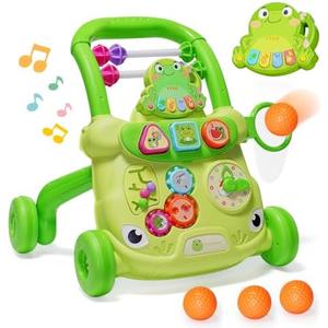 Baby Walker Toys,Push Walker for Boys & Girls Learning to Walk,Sit to Stand Early Educational Toys,Activity Center for Infant,Christmas Birthday Gift for Toddler 6-18 Months,Green