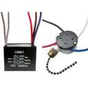 YukiHalu Ceiling Fan Pull Chain Switch 3 Speed 4 Pre-Installed Wires, Ceiling Fan Capacitor CBB61 4.5uf + 6uf + 5uf 5 Wire 250V, Light Switch for Fan and Light (Antique, 4.5+6+5uF)