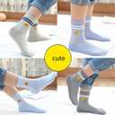 Women's Cute Funny Crew Socks - Cotton Novelty Socks for Women & Girls (5-6 Pairs)