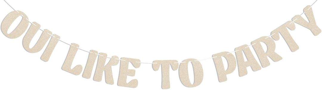 Oui Like to Party Banner - French Hen Party Decorations Funny Engagement Party Banner Paris Bachelorette Party Decorations Champagne Gold Glitter