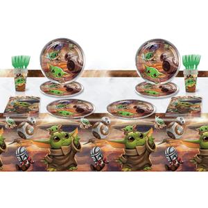 JEEON Yoda Cutlery Party Cutlery Party Set Environmentally Friendly Cutlery Paper Cups Paper Plates Paper Towels Party Tablecloth Christmas Birthday Party for Children, 51 Pieces