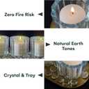 Dawhud Direct Glass Candle Holders - Transparent with Gold Base - Elegant Candle Centerpieces for Tables - Durable Heat-Resistant Design - Perfect for Weddings and Holidays - 3 Glass Set