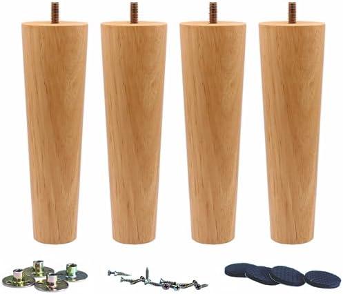 WEICHUAN Round Wooden Replacement Furniture Chair Ottoman Loveseat Coffee Table Cabinet Sofa Couch Legs 8 inch Heavy Duty (8" Straight Set of 4)