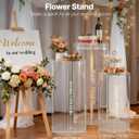 VEVOR Wedding Flower Stand, 3PCS 23.62/29.53/35.43 inch Round Cylinder Plinth, Clear Pedestal Stand with Transparent Acrylic Lid, Cylindrical Pedestal Stands for Wedding, Party, Birthday, Art Decor