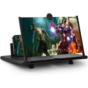 Magnifier for Cell Phone -Horgens 3D HD Magnifying Projector Screen Enlarger for Movies, Videos and Gaming – Foldable Phone Stand with Screen Amplifier–Compatible with All Smartphones (红色, 12寸)