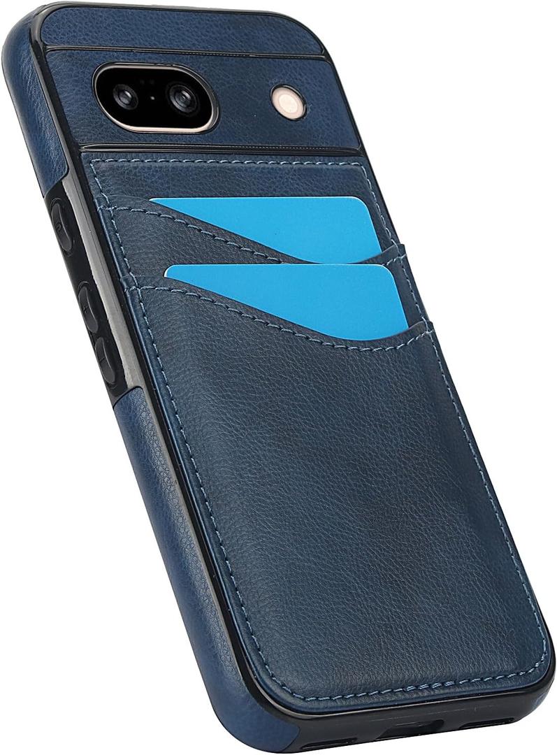 Case for Google Pixel 8A Cover Slim Sleek TPU & Hard PC Leather Case for Google Pixel 8A Cover Wallet Card Holder Scratchproof Anti-Drop Women Man Cover Compatible with Google Pixel 8A (Blue)