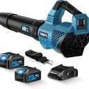 Leaf Blower Cordless, 650CFM Electric Leaf Blowers with 2 x 5.2Ah Batteries and Charger, 3 Speed Modes, 1 x Adjustable Shoulder Strap, Powerful Blowers for Lawn Care, Patio, Dust, Blowing Leaves (Blue)