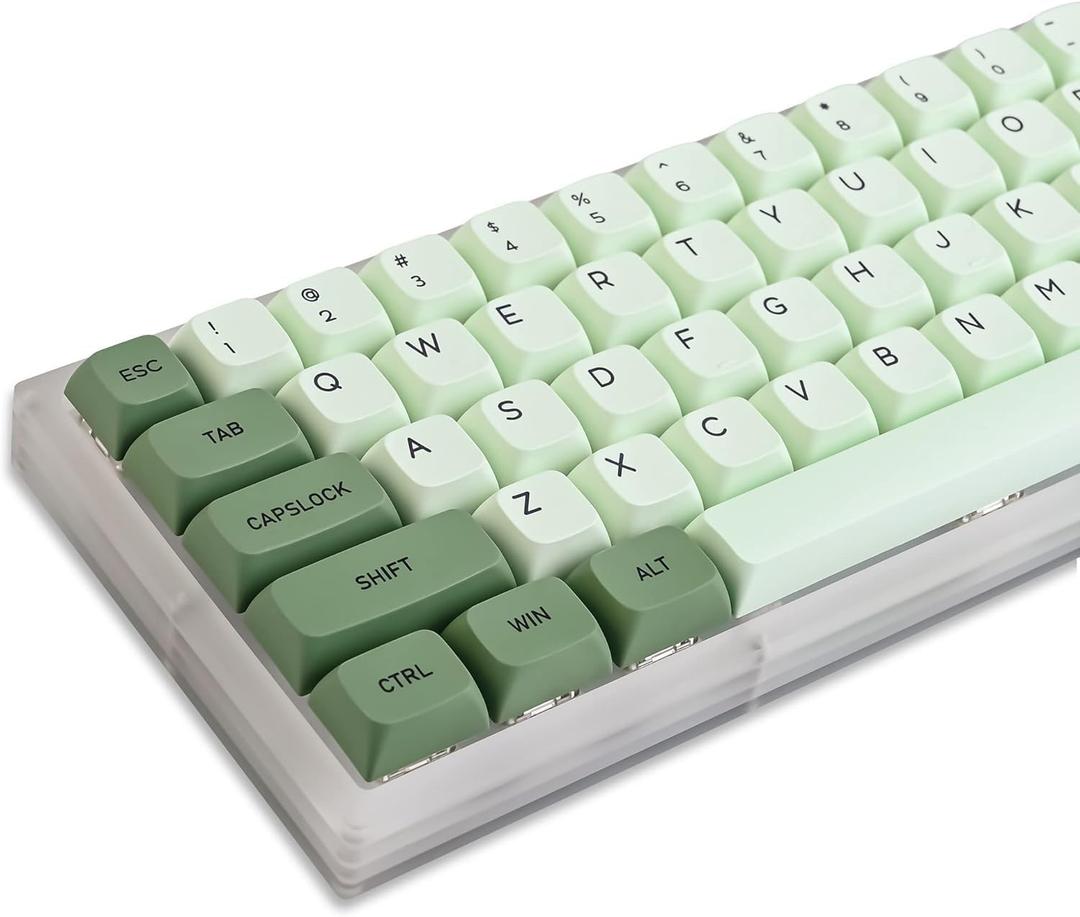 Matcha Keycaps PBT Dye-Sublimation XDA Profile English Custom Keycaps 60 Percent ANSI US Layout for 61 64 68 87 104 108 Mechanical Keyboard(Matcha) (green tea)