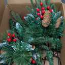 Set of 2 23.6 Inch Lighted Outdoor Christmas Tree Christmas Planter Filler with Remote, 8 Modes, Battery Operated Urn Filler Porch Decorations with Pine Cones, Red Berries for Pathway Yard Home Decor