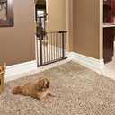 MidWest Homes for Pets 29 Inches Tall Walk-Though Graphite Steel Pet Gate, Pressure Mounted Dog Gate Measures 29H x 29.5-38W Inches & Includes Two 3-Inch-Wide Extensions, Graphite