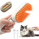 2PCS Steam Pet Brush, USB Rechargeable Grooming Comb for Cats and Dogs, Silicone Massage Brush, White