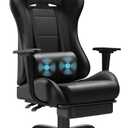 Homall Gaming Chairs, Computer Chair with Footrest and Massage Lumbar Support, Height Adjustable Game Chair with Headrest and Swivel Seat (Black)