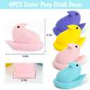 DAZONGE Easter Decor Peep Chick Figurines, Set of 4 Colorful Easter Decorations for Home, Spring Chick Figurines for Tiered Tray, Mantel & Shelf Decor - Perfect Basket Stuffers