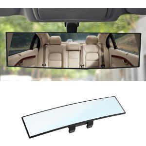 8sanlione Car Rearview Mirrors, Shock Resistant Interior Clip-on Panoramic Rear View Mirror for Car, Wide Viewing Range, 12 inch HD Universal Use for Cars, SUVs, Trucks, Vehicles (White)