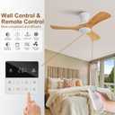 Flush Mount Ceiling Fans with Lights,36 inch,Remote Control,Wall Switch,Solid Wood Blades,Dimmable,Reversible Noiseless,Power Off Memory Modern Ceiling Fan for Bedroom Patio Indoor