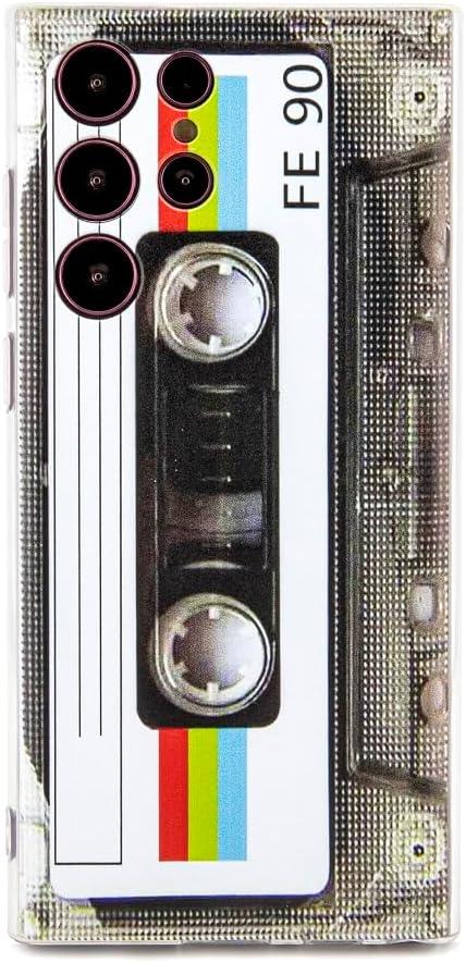 FAteamll Case for Galaxy S22 Ultra Shockproof Scratchproof with TPU Soft Bumper Retro Cassette Tape Case Compatible with Samsung Galaxy S22 Ultra