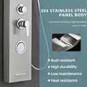 5-In-1Shower Panel Tower System-Brushed Gray | 304 stainless steel Shower Panel Column Tower With Powerful Body Jets,Body Spray,Rainfall,Waterfall,Handheld And Tub Spout