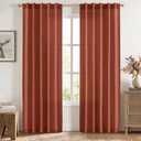 MIULEE Faux Linen Curtains 84 Inch Length 2 Panels Natural Burnt Orange Semi Sheer Curtain with Back Tab Rod Pocket, Light Filtering Window Privacy Burlap Drapes for Living Room Bedroom 42W x 84L
