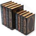 Tosnail 2 Pack Decorative Book Boxes Wooden Antique Book Decorations Vintage Storage Box
