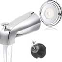 Universal Bathroom Tub Spout with Metal Tub Spout Cover Ring, 5 1/4 Inches Reach Wall Front Mount Faucet with Shower Diverter 1/2" IPS Inside Thread(Chrome)