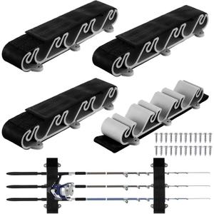 4 Pcs Vertical Mount Fishing Rod Holders for Boat Vertical Fishing Rod Rack for Storage Pole Strap for Boat Deck (gray and black)