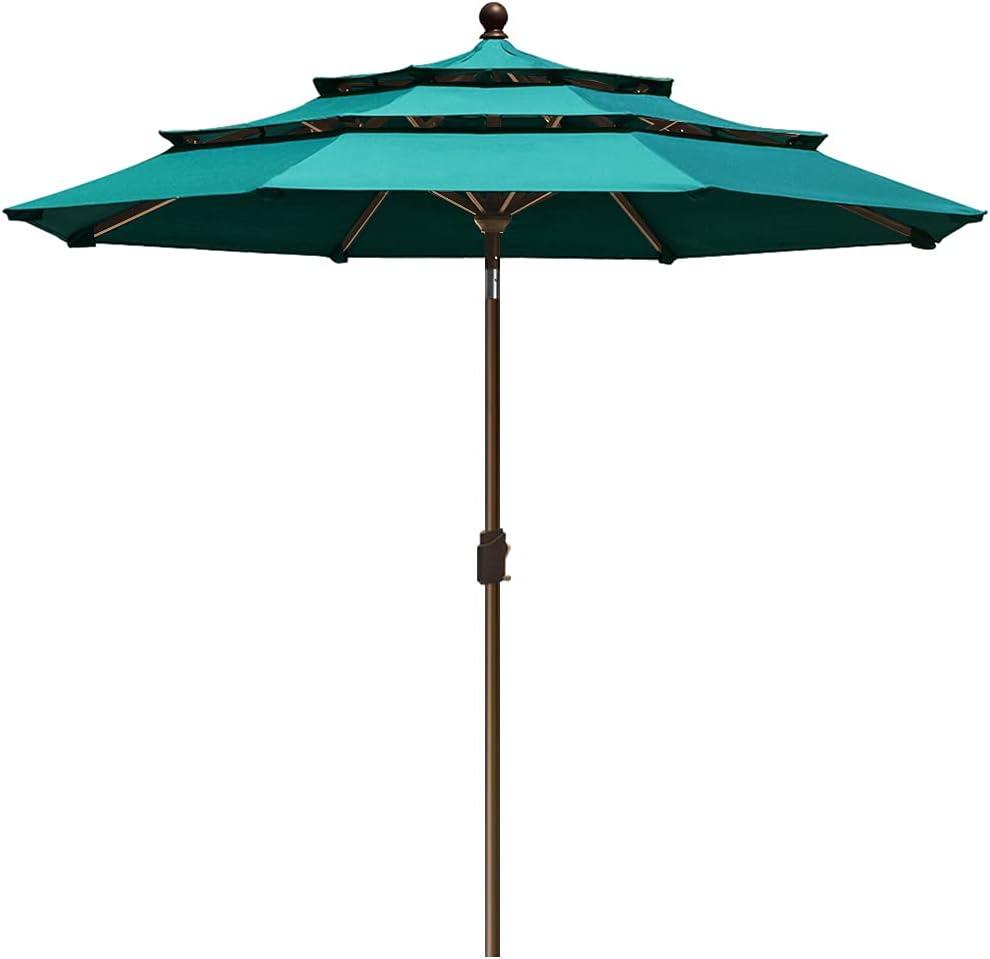 EliteShade USA 10-Year-Non-Fading 9Ft 3 Tiers Market Umbrella Patio Umbrella Outdoor Table Umbrella with Ventilation, Teal
