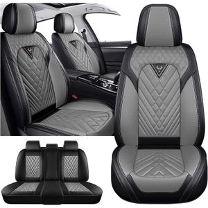 Full Set for Toyota Highlander Car Seat Covers 2001-2026, Waterproof Nappa Leather Car Seat Protector, Comfortable and Anti-Slip Car Seat Cover&Accessories(5 Seats/Black Gray)