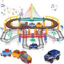 Electric Train Set for Kids Ages 5-8, 2 in 1 DIY Tracks Toy Dual-Layer Tracks with Light-Up Bridge & Realistic Sounds 100+ Piece STEM Building Toy for Boys Birthday Gifts 3 4 5 6 7 8+. Missing Parts.