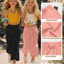 Halfchet 3 Pack Girls Capri Pants Wide Leg, 3-Color Set, 7-8 Years