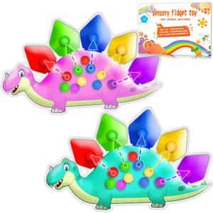 UIIOPJIOM Easter Basket Stuffers Gifts for Toddler 2PC Dinosaur Color Sorting Sensory Toys, Montessori Toys Fine Motor Skill Game Learning Activities Quiet Calm Down Fidgets for Classroom Boys Girls (Greenpink)