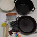 Cast Iron Dutch Oven for Bread Baking, 5 Qt Sourdough Dutch Oven with Lid, 2-in-1 Dutch Pot with Bread Baking Supplies for Camping, Frying and Braising