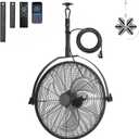 AHAWILL 22.8" Gazebo Patio Outdoor Fan - 360 Rotatable Fixed Angle, Plug-in, 6 Speeds, Timer & Reversible, 2-in-1 Hanging/Standing for Tool Room,Garage.