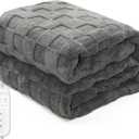 Electric Heated Blanket Throw - 50"x60" Heating Blanket Throw House Warming Gifts New Home, Ultra Soft Warm Flannel Sherpa Fast Heat,8 Heat Level 10 Hours Auto-Off ETL Certified (Grey)