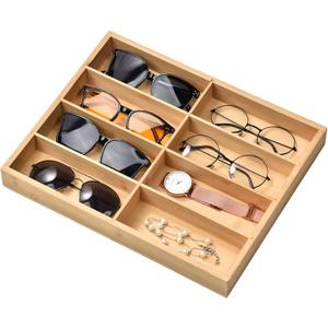 Natural bamboo Glasses Eyeglass Eyewear Sun glasses Sunglasses Box Storage Case Tray Display Showcase Organizer Box