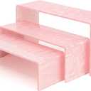 Pink Acrylic Risers Display Stand - 3 Tier Stand For Pop Figures , Rainbow Cupcake Stand , Rectangle Shelf , Perfume Organizer , Dessert Stand (1 set)