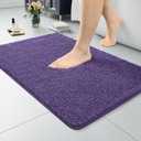 LOCHAS Luxury Bathroom Rug Shaggy Bath Mat 24 x 17 Inch, Washable Non Slip Bath Rugs for Bathroom Shower, Soft Plush Chenille Absorbent Carpets Mats, Dark Purple