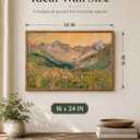 Framed Boho Mountain Canvas Wall Art, Vintage Wildflower Landscape 16x24in