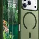 SPIDERCASE for iPhone 17 Pro Max Case, Magnetic Translucent Matte Case with 2PCS Tempered Glass Screen Protector Slim Phone Case for iPhone 17 Pro Max 6.9'', Green
