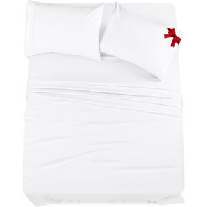 Utopia Bedding California King Sheet Set  4 Piece Bed Sheets for Cal King Size Bed, Soft and Breathable Microfiber, Includes 1 Fitted Sheet, 1 Flat Sheet and 2 Pillowcases (White)
