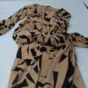 Women's Spring Wrap Maxi Dress Floral V Neck Long Sleeve Wedding Guest Party Casual Chiffon Dress, XL, Brown Geometry