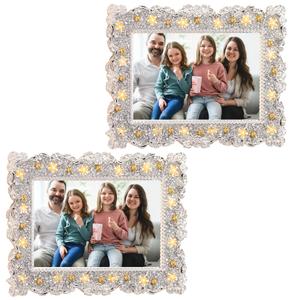 Beciway 2-Pack 4x6 Vintage Jeweled Picture Frames with Rhinestones Horizontal & Vertical Display Decorative Photo Frames for Wedding, Tabletop, or Shelf Elegant Gift for Loved Ones (Gold)