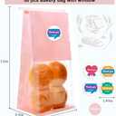 50 Pack Bakery Bags with Window - Reusable Cookie Bags With Seal Can Stand Upright Cookie Packaging Bag With Tin Tie Tab Lock Kraft Paper Bread Bags For Pastry,Donuts,Popcorns,Snacks, Small