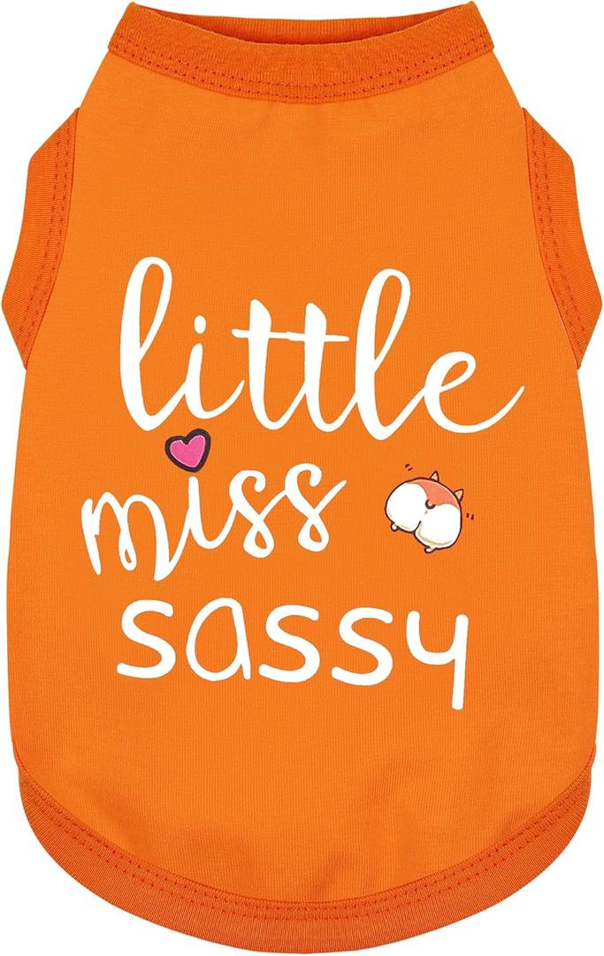 Paiaite Dog Clothes Fashionable Sleeveless Pet Vest: 'Little Miss Sassy' Printed Cotton Dog Shirt, Ideal for Small, Medium, and Large Breeds, Ensuring Comfort and Breathability, Orange, Size: M