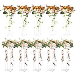 VEVOR 10PCS 23.6inch High Wedding Flower Stand, with Acrylic Laminate,Acrylic Vase Column Geometric Centerpiece Stands, Floral Display Rack for T-Stage Events Reception, Party Decoration Home