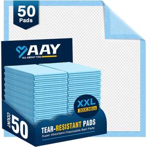 AAY Disposable Bed Pads 30"X36" (50pcs) Tear-Resistant Cloth Backing Underpads Super Absorbent Pee Pads Extra Large Premium Chucks for Adults Incontinence Pads Waterproof for Elderly, Kids or Puppy