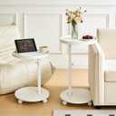 C Table End Table Adjustable Height, Couch Tables That slide under for Small Spaces, 360°Swivel TV Tray Table, C Shaped Side Tables Living Room and Bedroom for Sofa, Bed, Chair, Snack (White Color), No