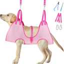 Dog Grooming Hammock - Breathable Pet Grooming Hammock for Small Dogs& Cats, Adjustable Dog Sling Harness with Nail Clippers& Nail File (Pink, X-Small)