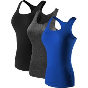 NELEUS Women's 3 Pack Compression Base Layer Dry Fit Tank Top (04# 3 Pack:black,grey,blue)