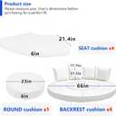 (Cushions Only) 5 PCS Outdoor Round Daybed Cushion Waterproof, Patio Sunbed Replacement Cushions Anti-Slip,Olefin Circle Island Mattress and 5 Pillows(White, 66 * 6in)